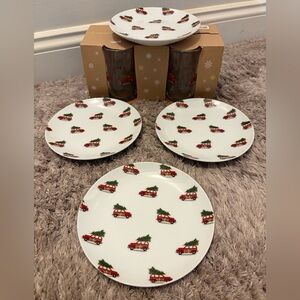Pottery Barn Holiday Plates and Glasses (set of 4 each)